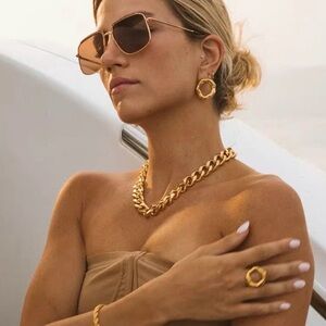 18K Gold Plated Irregular Circle Adjustable Ring